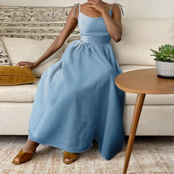 European and American women's backless, elegant and sexy V-neck, high-waisted, f - Picture 4 of 13